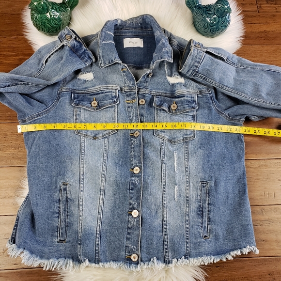 Kancan distressed denim jean jacket 3XL - Picture 9 of 13